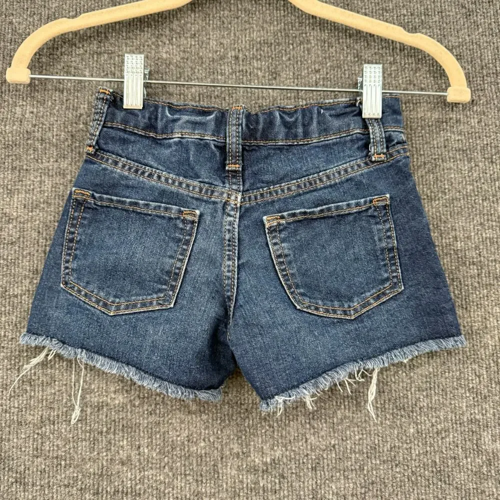 Old Navy Girls Denim Cutoff Jean Shorts Size 5 High Rise Adjustable Waist